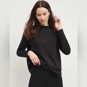MM Lafleur The Ellie Pullover - Light French Terry Pima Cotton Black Size Small